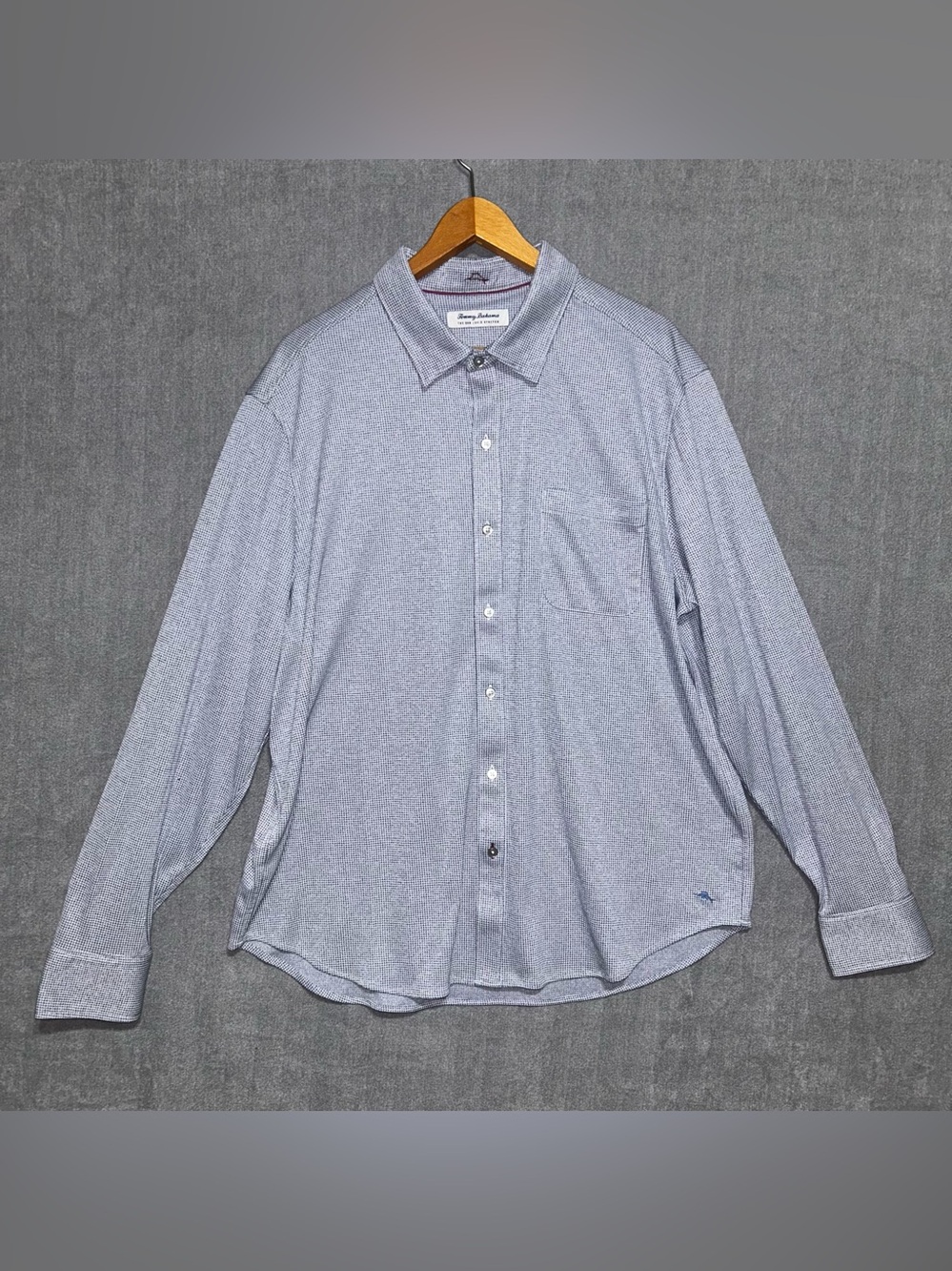 Tommy Bahama Men’s The San Lucio Stretch Shirt XXL Navy Blue White Long Sleeve